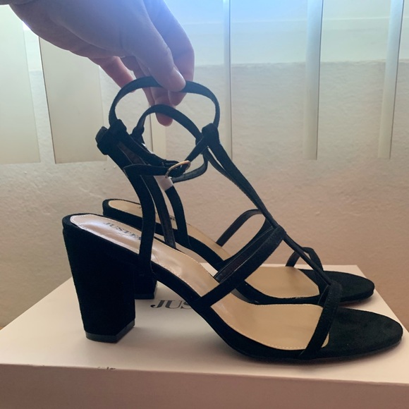 Black strappy block heels - Picture 2 of 3